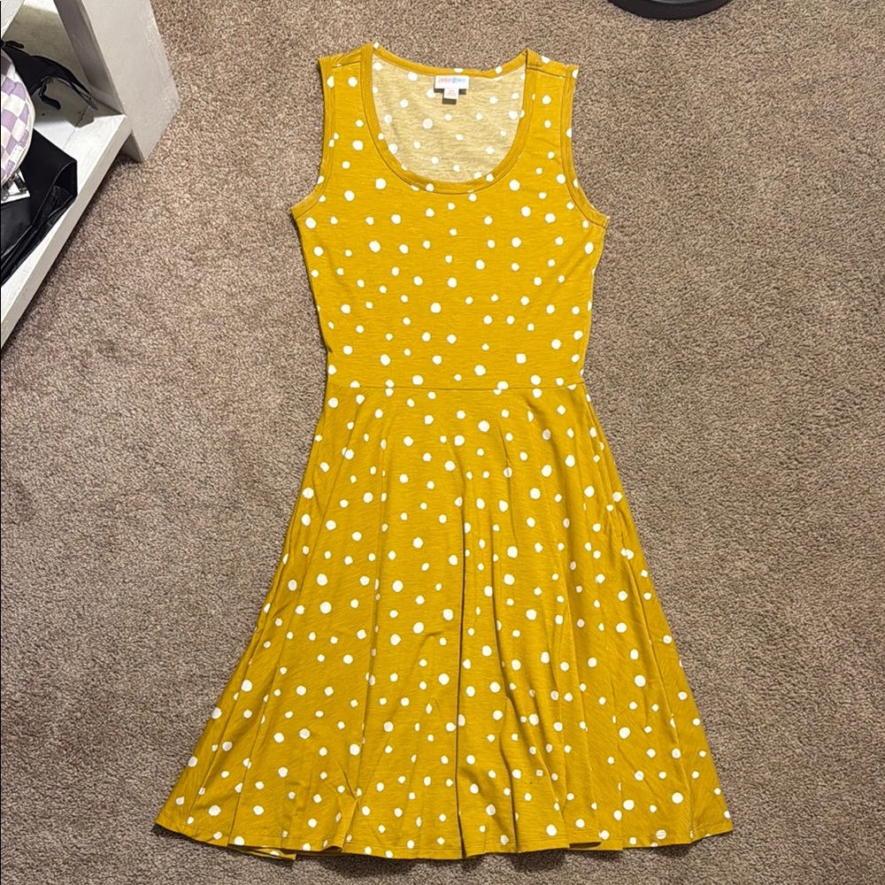 LuLaRoe Nicki Yellow and White Midi Dress